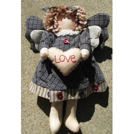 Primitive Decor 41890BL - Blue Plaid Love Angel Primitive Decor 41890BL - Blue Plaid Love Angel