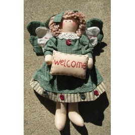 Primitive Decor 41890GW - Green Plaid Angel Primitive Decor 41890GW - Green Plaid Angel