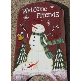 41974WF - Welcome Friends Snowman wood sign 41974WF - Welcome Friends Snowman wood sign