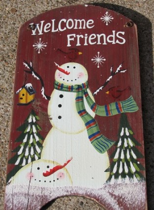 41974WF - Welcome Friends Snowman wood sign 41974WF - Welcome Friends Snowman wood sign