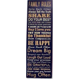 45280B - Family Rules Black wood sign 