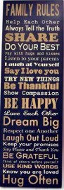 45280B - Family Rules Black wood sign 