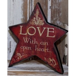  45366L - Love with an open heart  Wood Standing Star 