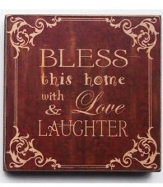 45368B - Bless This Home with love and laughter wood block 