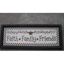  45376FFF Faith  Family  Friends wood black framed sign 