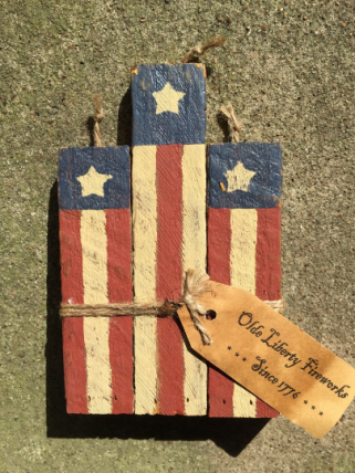 Patriotic Firecracker  461FC Lathe Firecracker Patriotic Red White and Blue Wood Standing