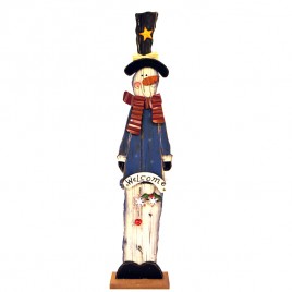 Wood Snowman on Base 47030S - Tall Skinny Snowman  