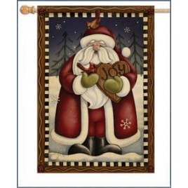 47049-Folk Santa Joy House Flag 