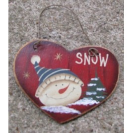 47069SSH - Snowman Snow Heart Wood Ornament