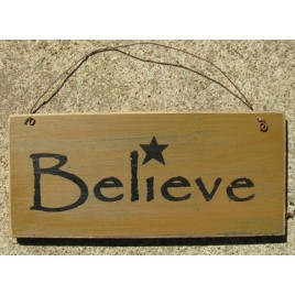 D4874B - Believe Mustard Gold wood sign 