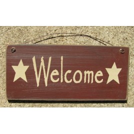 D4874W - Welcome Sign Burgundy  wood sign   D4874W - Welcome Sign Burgundy  wood sign