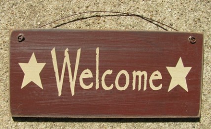 D4874W - Welcome Sign Burgundy  wood sign   D4874W - Welcome Sign Burgundy  wood sign
