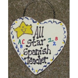 Teacher Gifts 5036 All Star Spanish Teacher Hand Painted Wood Heart