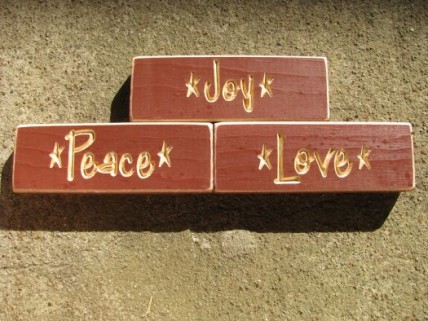 Primitive Engraved Wood Blocks Set of 3 HW516BUR Joy Peace Love Primitive Engraved Wood Blocks Set of 3 HW516BUR Joy Peace Love