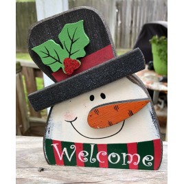 5729nb Welcome Snowman Christmas wood block 5729nb Welcome Snowman Christmas wood block