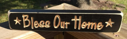 Primitive Engraved Wood Block 523BOH Bless Our Home Primitive Engraved Wood Block 523BOH Bless Our Home