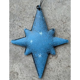 OR 531 Blue Star Snowflake metal ornament