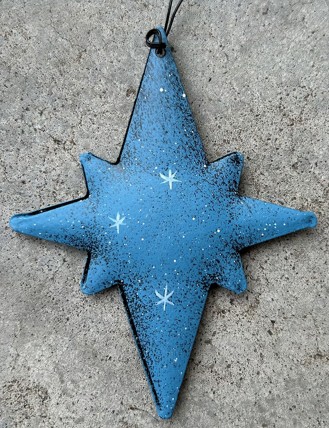 OR 531 Blue Star Snowflake metal ornament