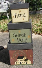 Primitive Nesting boxes 53527set of 3 Home Sweet Home Paper Mache'