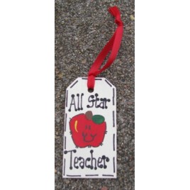  Teacher Gifts  56122AST All Star Teacher Wood Tag