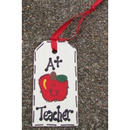 Teacher Gifts 56122AT A Plus Teacher Wood Teacher Tag