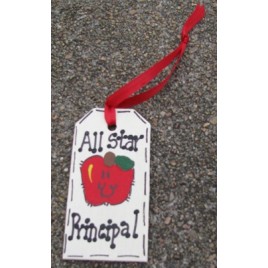  Teacher Gifts  56122P All Star Principal Wood Tag