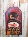 Snowman Decor 5669 - Snowman Gift Tag Burgundy