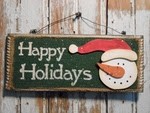 Snowman with Hat Decor 5733 - Happy Holidays Snowman Burlap  Sign 
