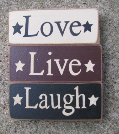 Primitive Wood Blocks 59217 - Live Love and Laugh Blocks set of 3 (Cream,Burgundy and Black) Primitive Wood Blocks 59217 - Live Love and Laugh Blocks set of 3 (Cream,Burgundy and Black)
