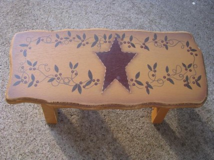 Primitive Wood Stool  60276SV - Star Vine  Stool