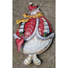 603322  Snowman Red Vest Tin Ornament