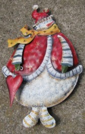 603322  Snowman Red Vest Tin Ornament