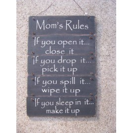 60494MR - Mom's Rules! Wood sign