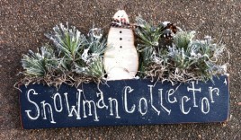 Snowman Decor Wood Primitive Country 61SS Snowman Collector Shelf Sitter BlocK