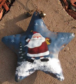 62284S - Santa Blue Metal Star Ornament 