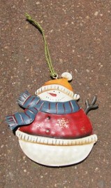 62315BS - Snowman Metal Blue Scarf ornament 