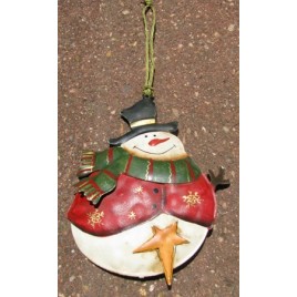 62315GRS - Snowman Metal Top Hat Star Ornament 62315GRS - Snowman Metal Top Hat Star Ornament