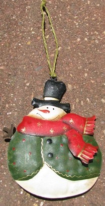 62315GVRS - Snowman Green Vest Metal Ornament 62315GVRS - Snowman Green Vest Metal Ornament