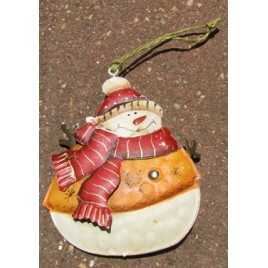 62315YVRS - Metal Snowman Red Vest Yellow Scarf 62315YVRS - Metal Snowman Red Vest Yellow Scarf