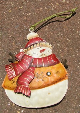 62315YVRS - Metal Snowman Red Vest Yellow Scarf 62315YVRS - Metal Snowman Red Vest Yellow Scarf