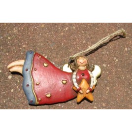 62322YSRB - Angel Gold Star Red Dress Resin Ornament 62322YSRB - Angel Gold Star Red Dress Resin Ornament