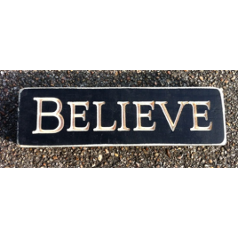 Primitive Engraved Wood Block 6402B - Believe   