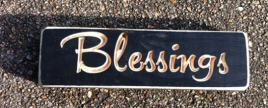 Primitive Engraved Wood Block  6403BB - Blessings Black