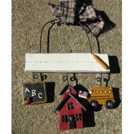 649CL Teacher Slate Schoolhouse Bus Resin Sign