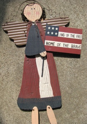6983LOF -  Land of the Free Home of the Brave Patriotic Metal Angel