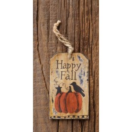 Primitive Wood Fall Tag 6D3676- Happy Fall Primitive Tag Primitive Wood Fall Tag 6D3676- Happy Fall Primitive Tag