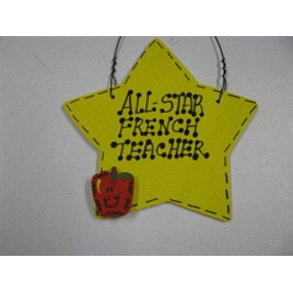French Teacher Gifts 7029 All Star French Teacher wood star 