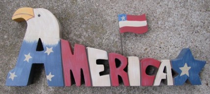 704150 America, Eagle, Star & Flag Wood Block 704150 America, Eagle, Star & Flag Wood Block