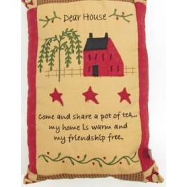 78054dh  Dear House Saltbox House willow tree Pillow 