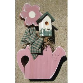 782BD - Daisy wood Birdhouse - Teapot 